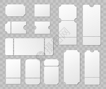 空白票样机模板 电影彩票逼真的空白票 矢量空传单座位入口音乐会剧院插图价格标签纸板收据贵宾图片