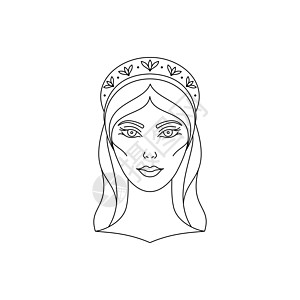 希腊女神赫拉黑色风格雕像头发装饰插图宗教上帝绘画艺术图片