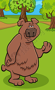 卡通棕熊 漫画动物人物树木海浪卡通片野生动物森林爪子插图吉祥物哺乳动物微笑图片