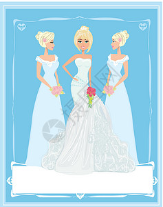 美丽的新娘和她的伴娘朋友卡片图片