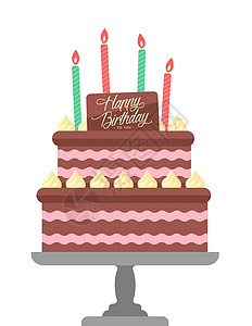生日快乐生日蛋糕motif矢量插图派对乐趣惊喜喜悦海报邀请函气球展示蜡烛甜点图片