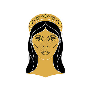 万佛山希腊女神赫拉上帝插图艺术宗教头发装饰神话风格黑色标识设计图片