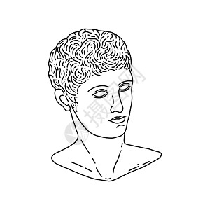希腊神赫米斯雕塑风格草图黑色插图历史上帝艺术标识绘画图片
