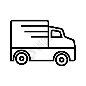 自由交付图标 在白色背景上孤立的货运卡车 矢量说明图片