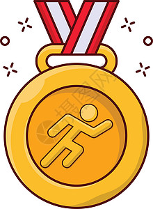 中跑者成功挑战跑步运动员男性报酬插图运动庆典勋章图片