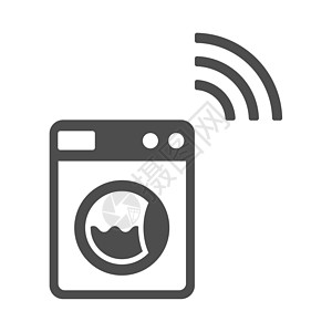 智能洗衣机矢量图标隔离在白色背景上 带有用于网络 移动应用程序和 ui 设计的电波图标的洗衣机 Iot 股票矢量图 智能家居技术图片