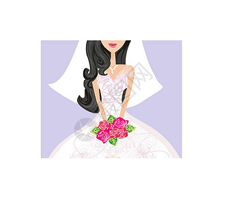 美丽的新娘卡仪式裙子花环头发邀请函妻子婚礼花朵粉色女士图片