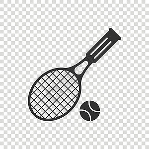 平面风格的网球拍击图标 在孤立的背景中以游戏为赌注矢量插图 体育活动代表商业概念比赛运动员反手运动操场行动俱乐部绳索法庭白色图片