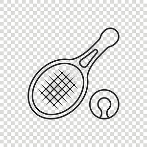 平面风格的网球拍击图标 在孤立的背景中以游戏为赌注矢量插图 体育活动代表商业概念绳索反手训练比赛操场娱乐法庭圆圈球拍运动员图片