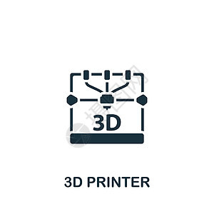 3D 打印机图标 单色简单人工智能图标 用于模板 网络设计和信息图的功能打印材料生产灯丝制造业电脑产品工程计算机塑料图片