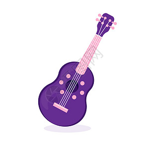 白色背景孤立的音响吉他 声乐乐乐器符号 用于图形设计的Trendy平板风格图片