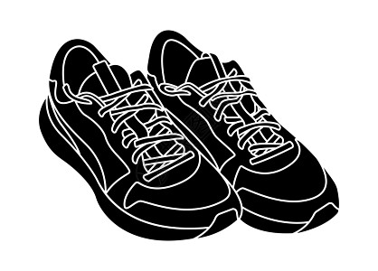 运动鞋剪影单色矢量图孤立在白色背景上 为您的业务推广提供积极的生活方式运动鞋插图图片