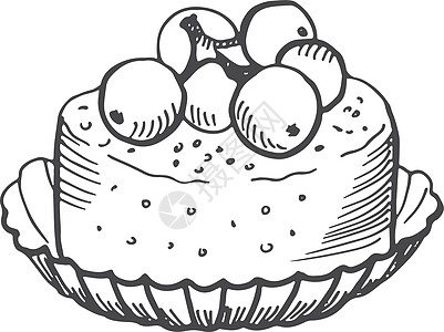 蓝莓芝士蛋糕草图 手画甜甜甜点图片