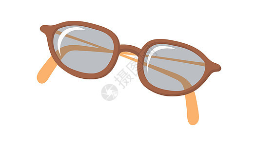 Cartoon 眼镜 棕色角刺眼眼镜 视觉光学 卡通矢量插图图片