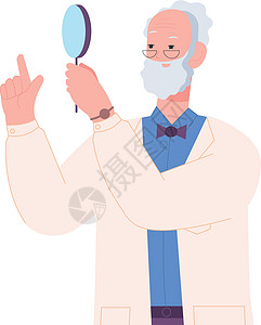 有放大镜的老胡子人 科学教授性格 很有名图片