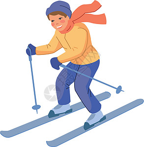 穿冬衣的滑雪小子 笑得开心图片