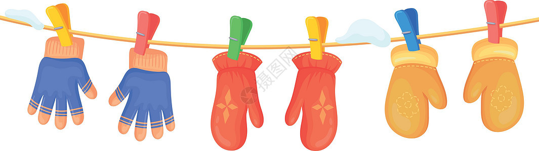 吊脚手套 卡通温暖的手套 冬季符号图片