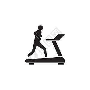 Treadmil 图标有氧运动活动男性培训师运动员活力锻炼健身房速度赛跑者图片