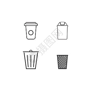 垃圾处理可回收器图标垃圾箱塑料用户诊所艺术生态线条织物黑色回收图片