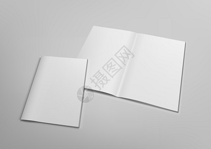 3D 空白清除已打开的封面蒙版杂志插图笔记本嘲笑灰色推介会阴影夫妻卡片传单文档图片