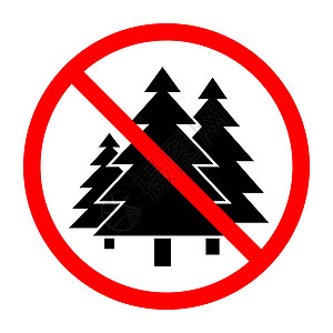 停止或禁止带有圣诞树图标的红圆标志 圣诞树被禁止危险惊喜红色注意力展示风险季节插图警告禁令图片