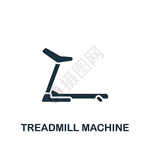 TreadMill机图标 用于模板 网络设计和信息图的单色简单适合性图标瑜伽黑色哑铃长椅机器培训师娱乐重量女士肌肉图片