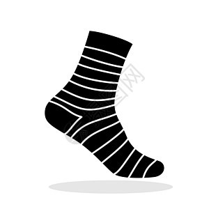 袜子图标 黑扁袜子 矢量插图纺织品配件标识鞋类羊毛运动条纹季节织物服装图片