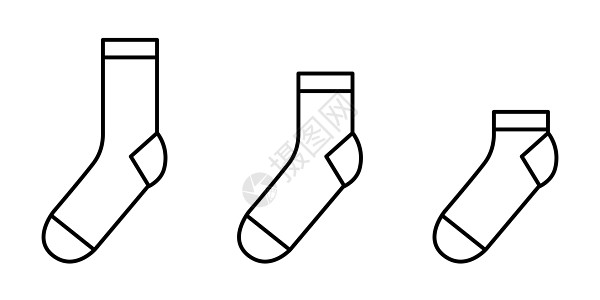 袜子图标 一套黑色线性袜子 矢量插图运动纺织品棉布条纹鞋类标识羊毛衣服服装服饰图片