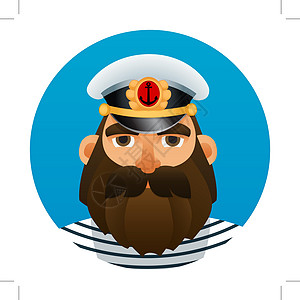 船长的肖像 卡通图像海洋水手乐趣头发队长肩膀团体旅行胡子黑发图片