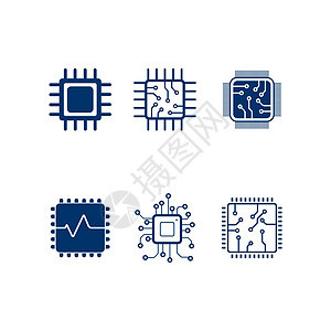 芯片图标数据插图电子电路硬件网络工程互联网木板电脑图片