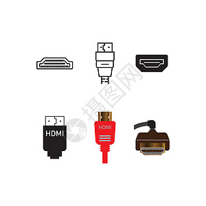 HDMI 图标硬件金属视频数据塑料屏幕电脑技术电缆工具图片