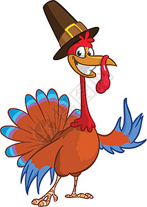 卡通火鸡角色 感恩节剪辑绘画感恩幽默打印食物假期动物插图帽子艺术图片