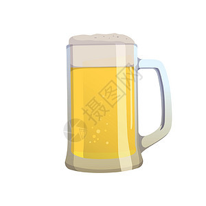 在白色背景上隔离的清新啤酒  矢量庆典液体饮料艺术杯子泡沫酒吧玻璃酒精插图图片