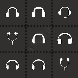矢量耳听器图标集收音机工具扬声器玩家收藏工作室音乐插图电话麦克风图片