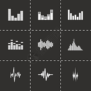 矢量音乐声音波图标集嗓音派对扬声器记录技术立体声旋律海浪活力音乐会图片