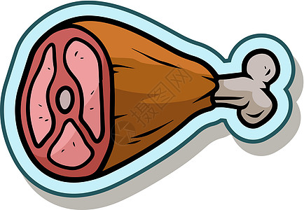 新鲜财鱼片Cartoon 原生火腿肉类矢量标签图标设计图片