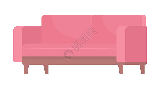 粉色沙发半平面彩色矢量对象图片