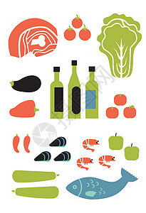 油甘鱼垂直食物 水果 蔬菜 纱布 海鲜 白底肉等设计图片