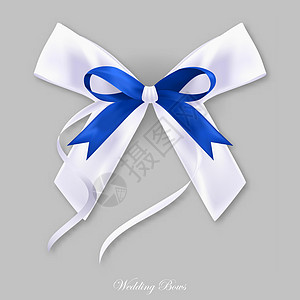 蓝色白丝弓派对礼物丝绸装饰展示标签节日季节纪念品盒子图片