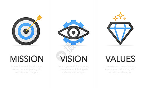 使命 想象 价值观 现代平面设计理念 白色背景上的矢量图标 矢量图生长镜片陈述诚实商业公司图表组织创新文化图片