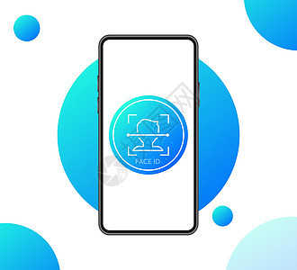 面孔识别 任何目的的绝佳设计 保护图标矢量 人身保护电话相机安全用户技术插图鉴别标识传感器男人图片