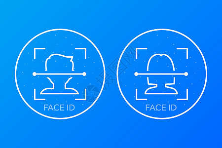 面孔识别 任何目的的绝佳设计 保护图标矢量 人身保护相机用户生物扫描器钥匙电话验证鉴别手机检测图片