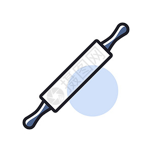 木擀面杖柱塞矢量 ico别针烹饪棕色木头用具插图工具圆形食物面包师图片