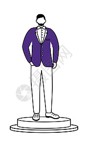秋装男模特身穿西装和弓领带半平板色向量特征的男职业模特设计图片