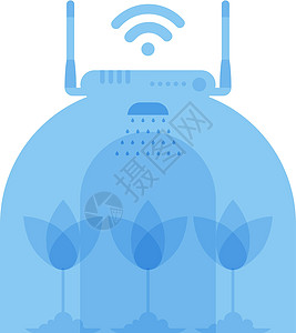 与路由器 IOT和自动化概念有关的生长的温室 孤立的 矢量的图片