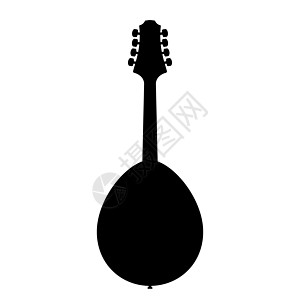 曼多林图标 黑色曼多林符号孤立 音乐乐器图标竖琴细绳吉他插图音乐家旋律文化乐队古董娱乐图片