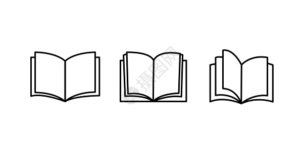 以细线样式设置的书籍图标 在白色背景上设置的书行样式图标图片