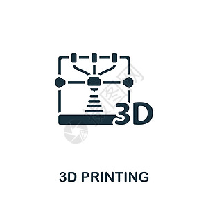 3D 打印图标 单色简单线条未来技术用于模板 网络设计和信息图的图标中风屏幕灯丝计算机商业机器墨水测试塑料产品图片