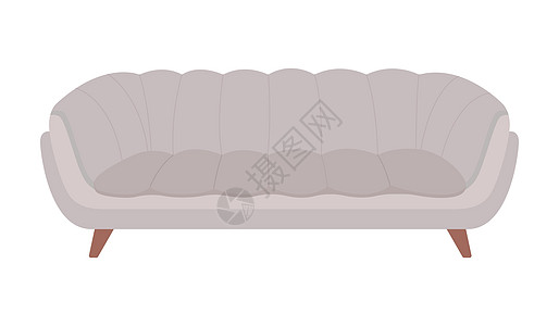Grey沙发半平板彩色矢量物体图片