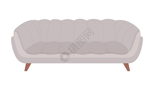 Grey沙发半平板彩色矢量物体图片